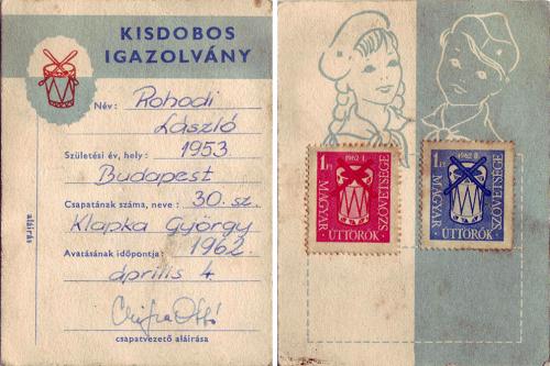 Kisdobos igazolvány Kisdobos igazolvány