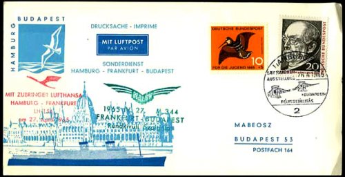 Lufthansa Malév boriték bélyeg