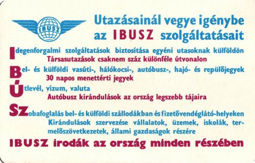 Ibusz kártyanaptár Ibusz kártyanaptár
