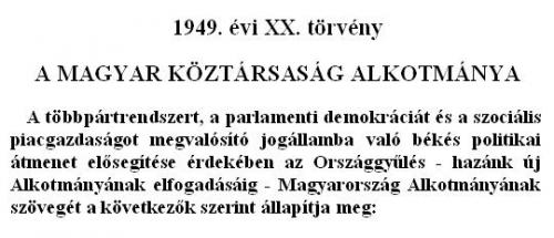 Alkotmány preambuluma 1989-től