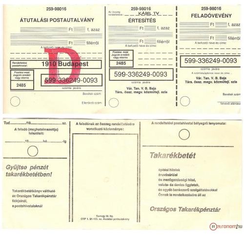 Átutalási postautalvány - Csekk