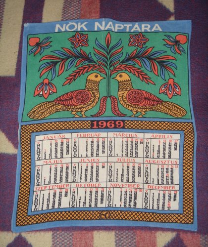 Nők Lapja - textil falinaptár - 1969