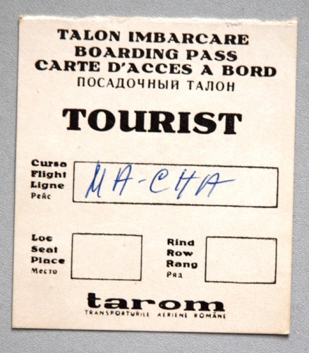 Tarom beszállókártya Tarom beszállókártya