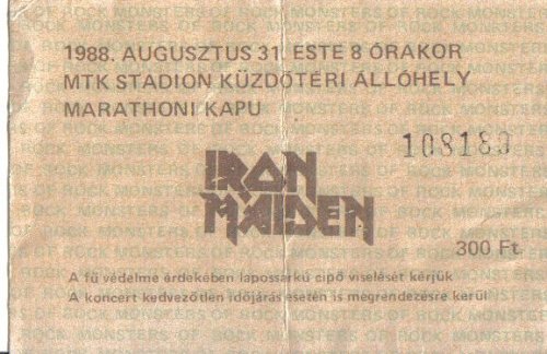Iron Maiden koncertjegy
