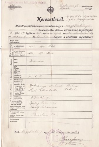 Keresztlevél másolat Keresztlevél másolat