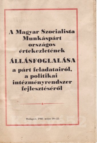 MSZMP állásfoglalás