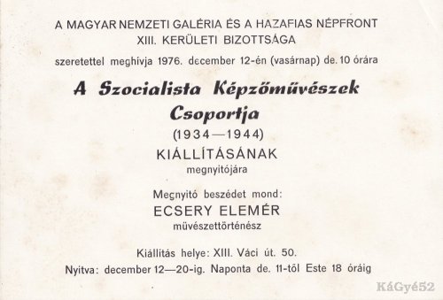 Kiállításra szóló meghívó Kiállításra szóló meghívó