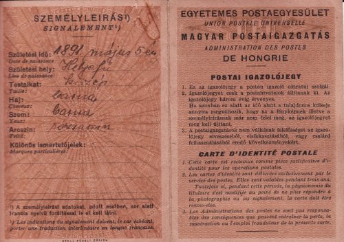 Postai igazolójegy Postai igazolójegy