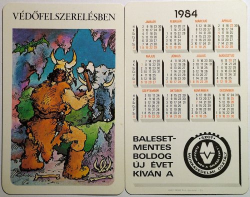 Szot kártyanaptár 3: Védőfelszerelésben. 1984