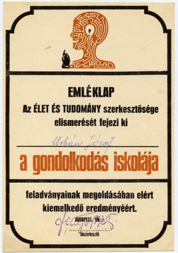 "A gondolkodás iskolája" emléklap