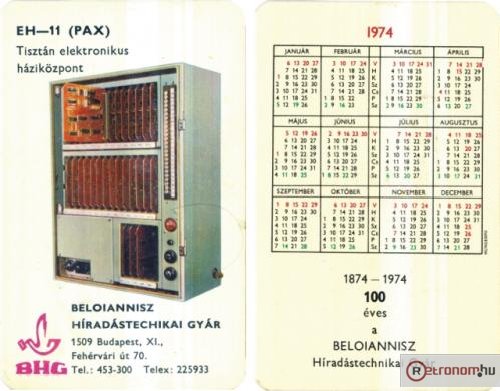 BHG 1974 kártyanaptár