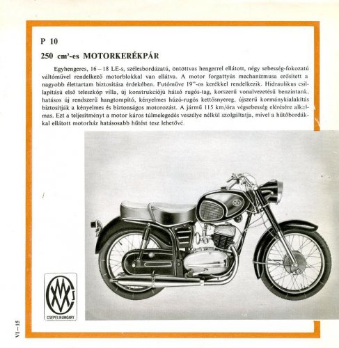 Pannónia P10 motorkerékpár prospektus