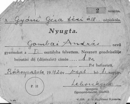 Iskolai nyugta Iskolai nyugta