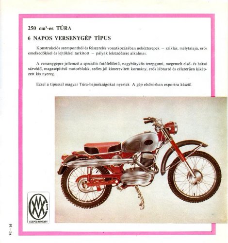 Pannónia 250 Túra motorkerékpár prospektus