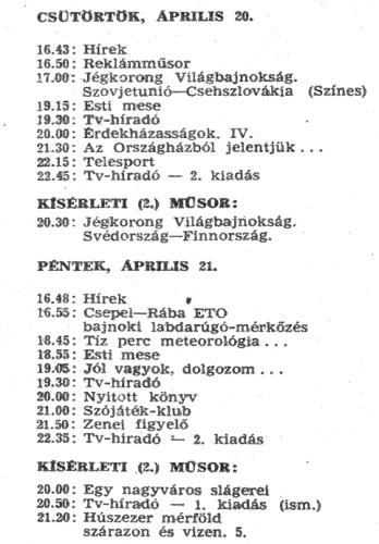 Tv-műsor 1972