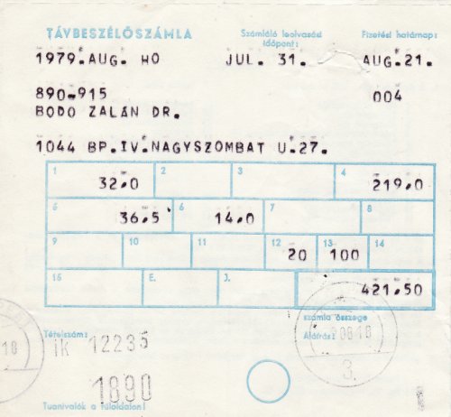 Telefonszámla Telefonszámla