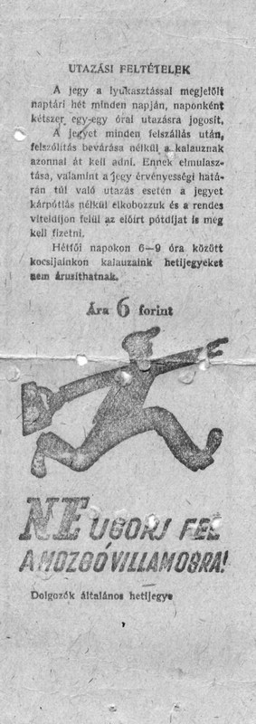 Hetijegy hátulja