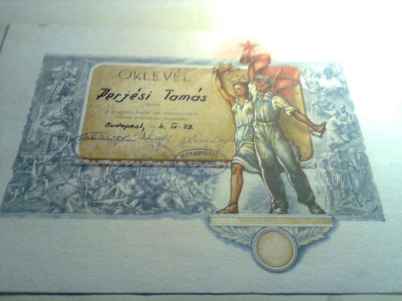 Oklevél szoc. brigád címért