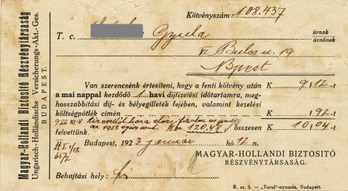 Biztosítási kötvényről értesítés Biztosítási kötvényről értesítés