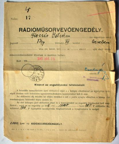 Rádióműsorvevő engedély Rádióműsorvevő engedély