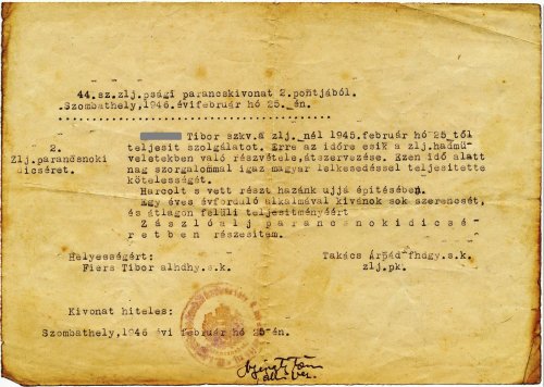 Zászlóaljparancsnoki dícséret