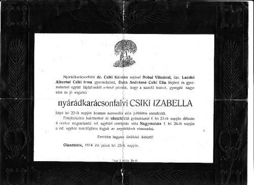Gyászjelentés Gyászjelentés