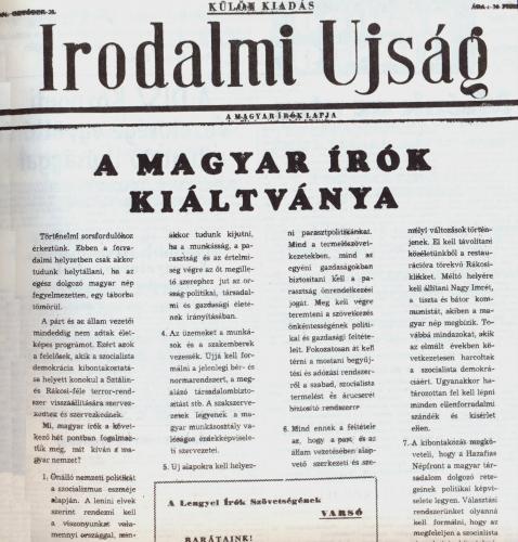 Irodalmi Újság - 1956 október 23