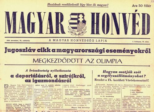 Magyar Honvéd - 1956 november 22 Magyar Honvéd - 1956 november 22