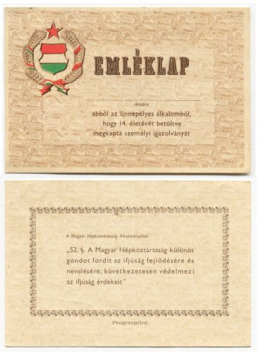 Személyigazolvány emléklap