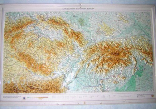 Csehszlovákia domborzati térképe