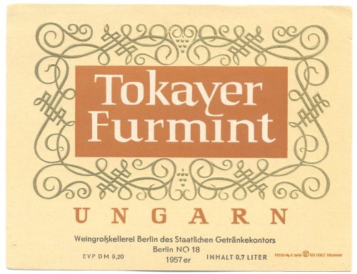 Tokayer Furmint borcímke Tokayer Furmint borcímke