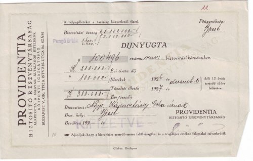 Biztosításó díjnyugta Biztosításó díjnyugta
