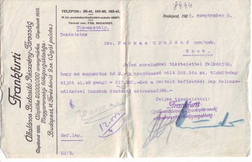 Biztosító felszólítás Biztosító felszólítás