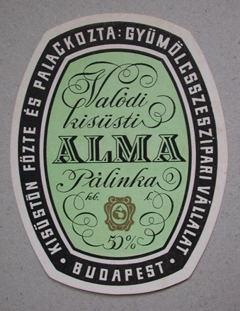 Valódi kisüsti Alma pálinka címke