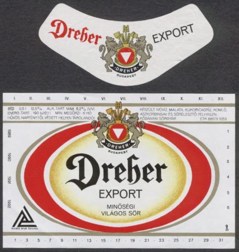 Dreher Export sörcímke 1989 Dreher Export sörcímke 1989