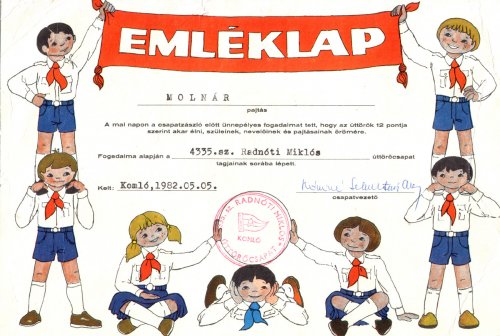 Úttörő emléklap Úttörő emléklap