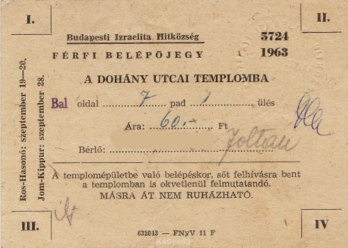 Templomi belépőjegy