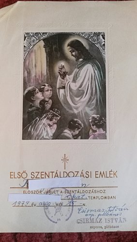 Első szentáldozási emlék Első szentáldozási emlék