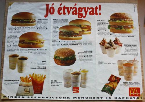 Mc Donald's tálca papír