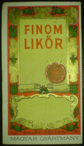 Finom likőr ital címke