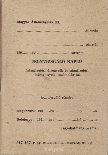 Jegyvizsgáló napló