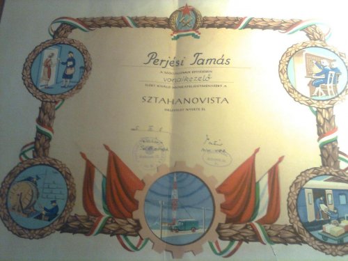 Sztahanovista oklevél 1955-ben Sztahanovista oklevél 1955-ben