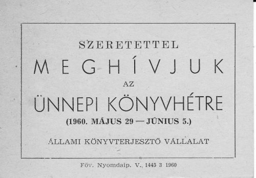 Meghívó az ünnepi könyvhétre Meghívó az ünnepi könyvhétre