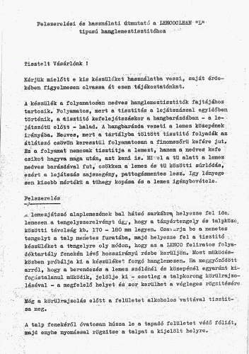 Lencoclean útmutató I. Lencoclean útmutató I.