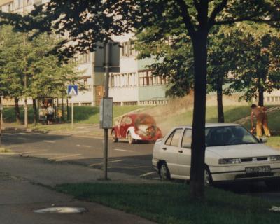 Szombathely égő Volkswagen bogár 