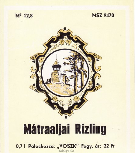 Mátraaljai rizling italcímke Mátraaljai rizling italcímke