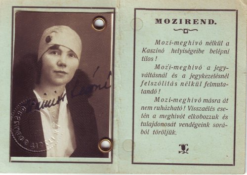 Mozi meghívó Országos Tisztikaszinóba Mozi meghívó Országos Tisztikaszinóba
