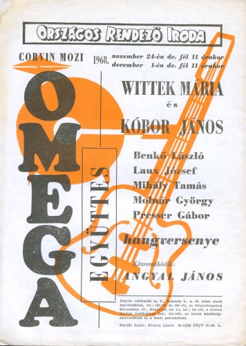 Omega hangverseny plakátja 1968 Corvin mozi Omega hangverseny plakátja 1968 Corvin mozi