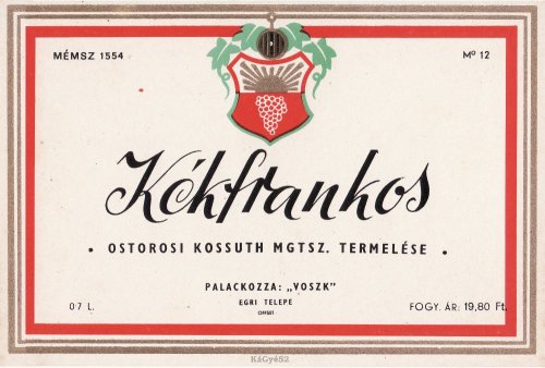 Ostorosi Kékfrankos italcímke Ostorosi Kékfrankos italcímke