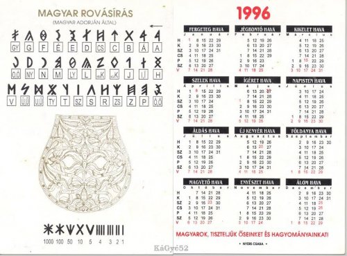 Rovásírás kártyanaptáron